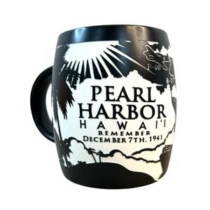 Pearl Harbor Hawaii Laser Etched Coffee Mug Cup Black & White- USA Made - 12 OZ